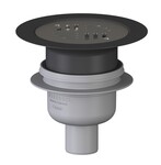 Wpust Classic do wykładzin PVC, odpływ pionowy DN50, syfon wodny 50mm, z rusztem ze stali nierdzewnej V2A o średnicy d141 i grubości 4mm, przykręcana