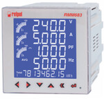 Wielofunkcyjny miernik parametrów sieci klasa 0,2 THD41 RS485 ModBus, Ethernet, RTC, wielotaryfowy, 33 alarmy, pomiar temp. RTD, montaż panelowy  RMM-683-02
