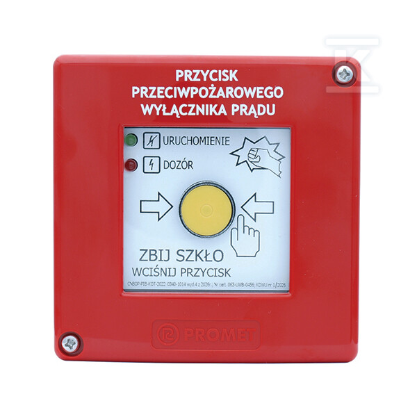 Przycisk przeciwpożarowego wyłącznika - W0-PPWP-B D1/2K XY ZC