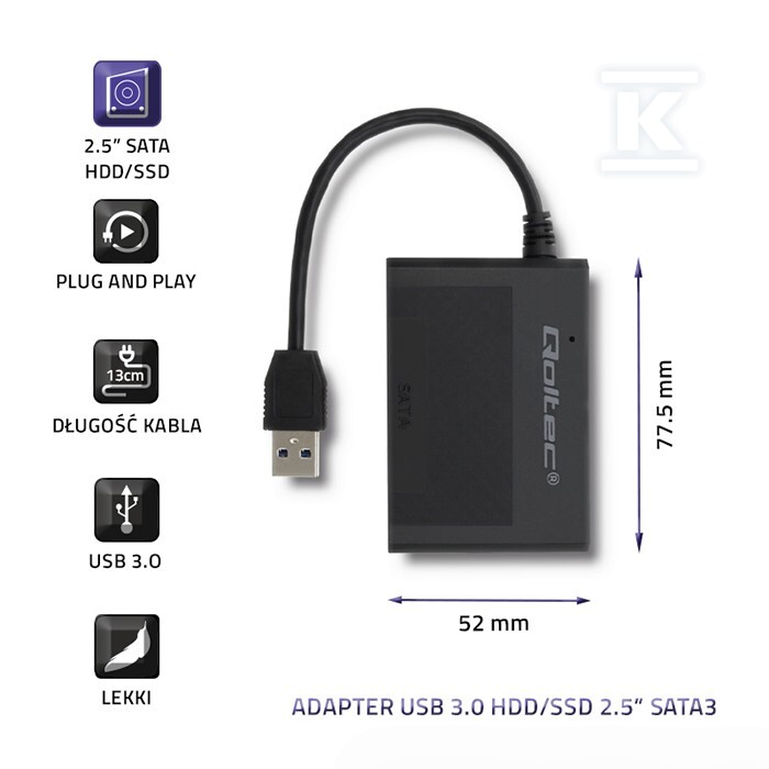 Adapter USB 3.0 do dysków HDD/SSD 2.5" - 50644