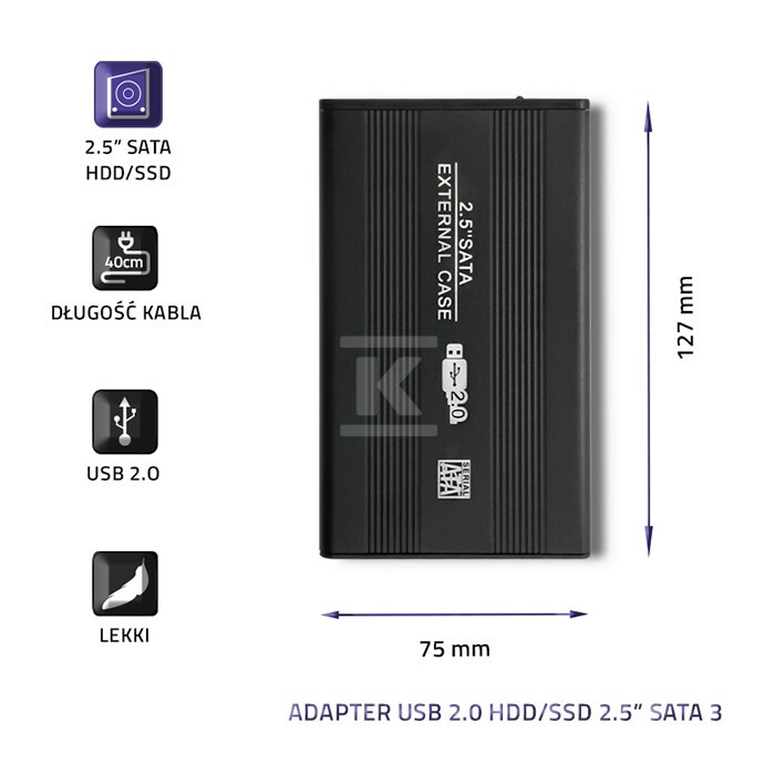 Obudowa/kieszeń do dysków HDD/SSD 2.5" - 51856