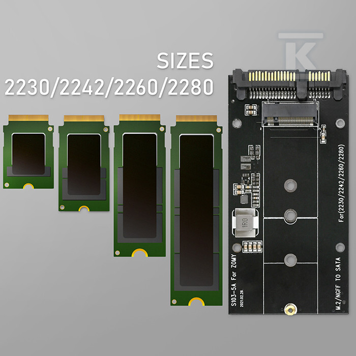 Adapter aluminiowy na dysk M.2 SSD,SATA - 52265