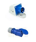 Wtyczka odbiornikowa (stała) 16A 2P+Z 230V z zatyczką IP44 + Gniazdo przenośne Shark 16A 230V 2P+Z IP44