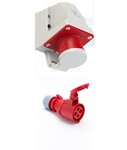 Wtyczka odbiornikowa (stała) 16A 3P+Z 400V z klapką IP44 + Gniazdo przenośne Shark 16A 400V 3P+Z IP44