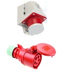 Wtyczka odbiornikowa (stała) 16A 3P+Z+N 400V z klapką IP44 + Gniazdo przenośne Shark 16A 400V 3P+Z+N IP44
