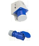 Wtyczka odbiornikowa (stała) 32A 2P+Z 230V z klapką IP44 + Gniazdo przenośne Shark 32A 230V 2P+Z IP44