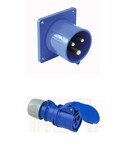 Wtyczka tablicowa prosta 16A 2P+Z 230V 60x60 IP44 + Gniazdo przenośne Shark 16A 230V 2P+Z IP44
