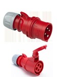 Wtyczka przenośna Shark - zwrotnica faz 16A 3P+Z 400V IP44 + Gniazdo przenośne Shark 16A 400V 3P+Z IP44