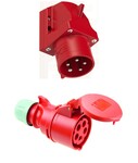 Wtyczka odbiornikowa (stała)- zwrotnica faz 32A 3P+Z+N 400V IP44 + Gniazdo przenośne Shark 32A 400V 3P+Z+N IP44