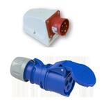 Wtyczka odbiornikowa (stała) przelotowa 32A 2P+Z 230V IP44 + Gniazdo przenośne Shark 32A 230V 2P+Z IP44
