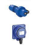 Wtyczka przenośna NAUTILUS 10/16A 2 P+Z 230V uni schuko + pokrywa IP67/68 + Gniazdo tablicowe NAUTILUS 10/16A 2 P+Z 230V z bolcem, kołnierz 75x75 IP67/68