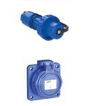Wtyczka przenośna NAUTILUS 10/16A 2 P+Z 230V uni schuko + pokrywa IP67/68 + Gniazdo tablicowe NAUTILUS 10/16A 2 P+Z 230V z bolcem + pokrywą, kołnierz 75x75 IP67/68