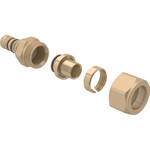 Złączka przejściowa Geberit Mepla ze śrubunkiem do rur PEX: CW617N, d=16mm, d1=16mm, PN=6bar