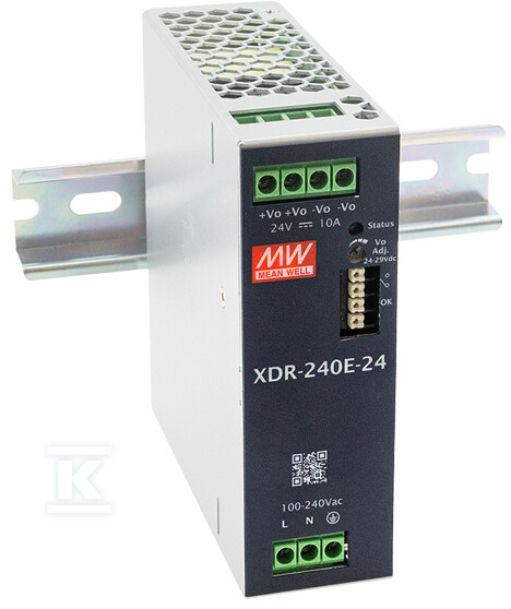 Alimentatore XDR 12V/240W/20A su guida - XDR-240E-12