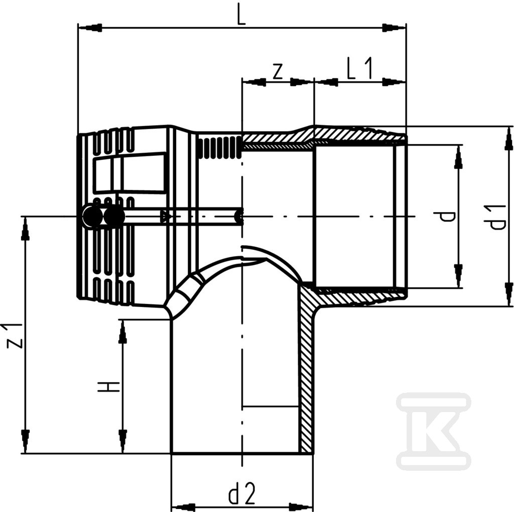 Electrofuzion tee 90ST. d160 PE100, - 753201817