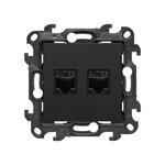 Подвійна комп'ютерна розетка RJ45 категорія 5e (модуль), чорний матовий, Simon24