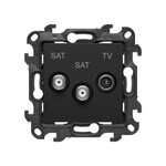 Gniazdo antenowe satelitarne podwójne SAT-SAT-RTV (moduł). 2x Wejście: 5 MHz÷2,4 GHz, czarny mat, Simon24