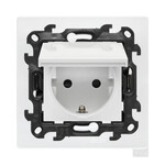 Gniazdo wtyczkowe Schuko pojedyncze do wersji IP44 z uszczelką, z przesłonami torów prądowych (moduł) 16 A, 250 V~, szybkozłącza. Klapka w kolorze pokrywy, biały, Simon24