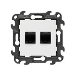 Подвійна комп'ютерна розетка RJ45 категорія 6 (модуль), біла, Simon24