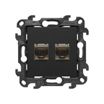 Подвійний комп'ютерний роз'єм RJ45 категорії 6 (модуль), чорний матовий, Simon24