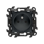 Gniazdo wtyczkowe pojedyncze z uziemieniem do wersji IP44 bez uszczelki, bez przesłon torów prądowych, mocowanie PUSH IN (moduł) 16 A, 250 V~, szybkozłącza. Klapka transparentna, grafitowy mat, Simon24