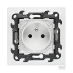 Prise de courant simple avec terre pour version IP44 avec joint, avec obturateurs de protection des contacts, fixation PUSH IN (module) 16 A, 250 V~, connexions rapides. Clapet transparent, blanc, Simon24