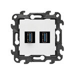 Gniazdo USB A 3.0 do przesyłu danych podwójne (moduł), biały, Simon24