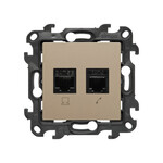 Gniazdo komputerowe RJ45 kategoria 5e + telefoniczne RJ11 (moduł), szampański mat, Simon24