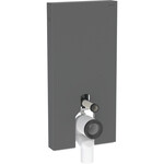 Moduł sanitarny Monolith do stojącej miski WC, 101 cm, obudowa przednia ze szkła: Front: czarny / szkło satynowane, Obudowa boczna: czarny / aluminium szczotkowane