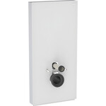 Moduł sanitarny Monolith do wiszącej miski WC, 101 cm, obudowa przednia ze szkła: Front: biały / szkło satynowane, Obudowa boczna: aluminium szczotkowane