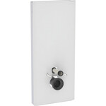 Moduł sanitarny Monolith do wiszącej miski WC, 114 cm, obudowa przednia ze szkła: Front: biały / szkło satynowane, Obudowa boczna: aluminium szczotkowane