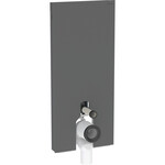 Moduł sanitarny Monolith do stojącej miski WC, 114 cm, obudowa przednia ze szkła: Front: czarny / szkło satynowane, Obudowa boczna: czarny / aluminium szczotkowane