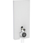 Moduł sanitarny Monolith do stojącej miski WC, 114 cm, obudowa przednia ze szkła: Front: biały / szkło satynowane, Obudowa boczna: aluminium szczotkowane
