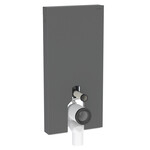 Moduł sanitarny Monolith Plus do stojącej miski WC, 101 cm, obudowa przednia ze szkła: Front: czarny / szkło satynowane, Obudowa boczna: czarny / aluminium szczotkowane