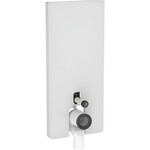 Moduł sanitarny Monolith Plus do stojącej miski WC, 114 cm, obudowa przednia ze szkła: Front: biały / szkło satynowane, Obudowa boczna: aluminium szczotkowane
