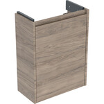 Skrinka pod malé umývadlo Selnova Compact, s jednými dverami, krátka: 45,7x60,5x22,7 cm, šírka umývadla=50 cm, orech hickory / melamínová štruktúra dreva