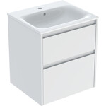 Zestaw umywalki meblowej Selnova Square, slim rim, z szafką pod umywalkę, z dwoma szufladami: 55x62.1x48cm, Szerokość umywalki=55cm, Umywalka: biały, Korpus, Front: biały / lakierowany jedwabny mat