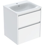 Zestaw umywalki meblowej Selnova Square, slim rim, z szafką pod umywalkę, z dwoma szufladami: 55x62.1x48cm, Szerokość umywalki=55cm, Umywalka: biały, Korpus, Front: biały / lakierowany jedwabny połysk