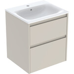 Zestaw umywalki meblowej Selnova Square, slim rim, z szafką pod umywalkę, z dwoma szufladami: 55x62.1x48cm, Szerokość umywalki=55cm, Umywalka: biały, Korpus, Front: piaskowoszary / lakierowany jedwabny mat