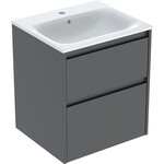 Zestaw umywalki meblowej Selnova Square, slim rim, z szafką pod umywalkę, z dwoma szufladami: 55x62.1x48cm, Szerokość umywalki=55cm, Umywalka: biały, Korpus, Front: lava / lakierowany jedwabny mat