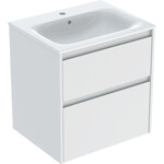 Zestaw umywalki meblowej Selnova Square, slim rim, z szafką pod umywalkę, z dwoma szufladami: 60x62.1x48cm, Szerokość umywalki=60cm, Umywalka: biały, Korpus, Front: biały / lakierowany jedwabny mat
