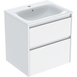 Zestaw umywalki meblowej Selnova Square, slim rim, z szafką pod umywalkę, z dwoma szufladami: 60x62.1x48cm, Szerokość umywalki=60cm, Umywalka: biały, Korpus, Front: biały / lakierowany jedwabny połysk