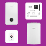 Pakiet z kotłem kondensacyjnym Bosch Condens GC2300iW 15 kW + zasobnik c.w.u. Stora WD120B + czujnik c.w.u. + regulator EasyControl CT200 + zestaw powietrzno-spalinowy O60/100-O60 do szachtu