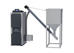 Kocioł pelletowy Rakoczy Firemax 10kW 250 palnik oraz zbiornik niezabudowany z prawej strony PSP - przedłużony system podawania pelletu regulator ST9781 zPID firmy Tech