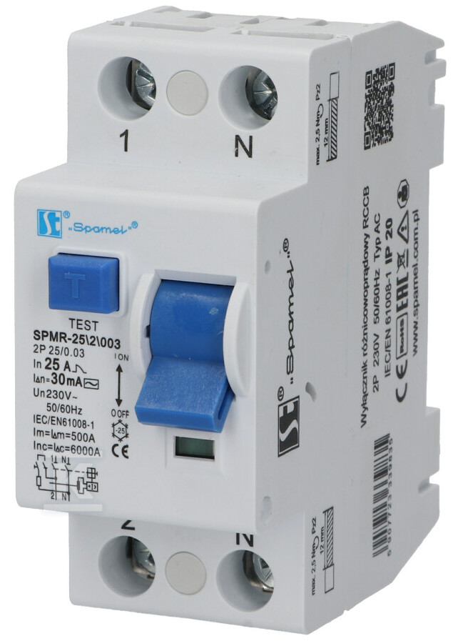 Wyłącznik różnicowoprądowy 2P 40A 30mA - SPMR-40\2\003
