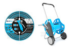 Zestaw Smart 20 mb 3/4 z wózkiem na wąż Discover, zestaw zawiera: wąż ogrodowy SMART 3/4" 20mb, zraszacz pistoletowy HYDRON, szybkozłącza stop i przelot IDEAL, przyłącze uniwersalne z gw. wew IDEAL G3/4"-1"