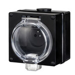 Одинарна розетка в герметичному корпусі, 16A/250V IP66, чорний OYSTER
