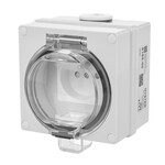 Одинарна розетка в герметичному корпусі, 16A/250V IP66, сіра OYSTER