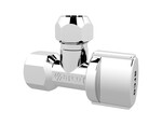 Zawór kątowy A80, króki 1/2 GW x 3/8 GZ, nakrętka krótka 10, uchwyt NOVA z ABS