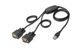 Kabel adapter USB-A 2.0 męski do 2x RS232 (DB9) męski Chipset FTDI FT2232H Czarny Mocowanie na śr uby 1.5m